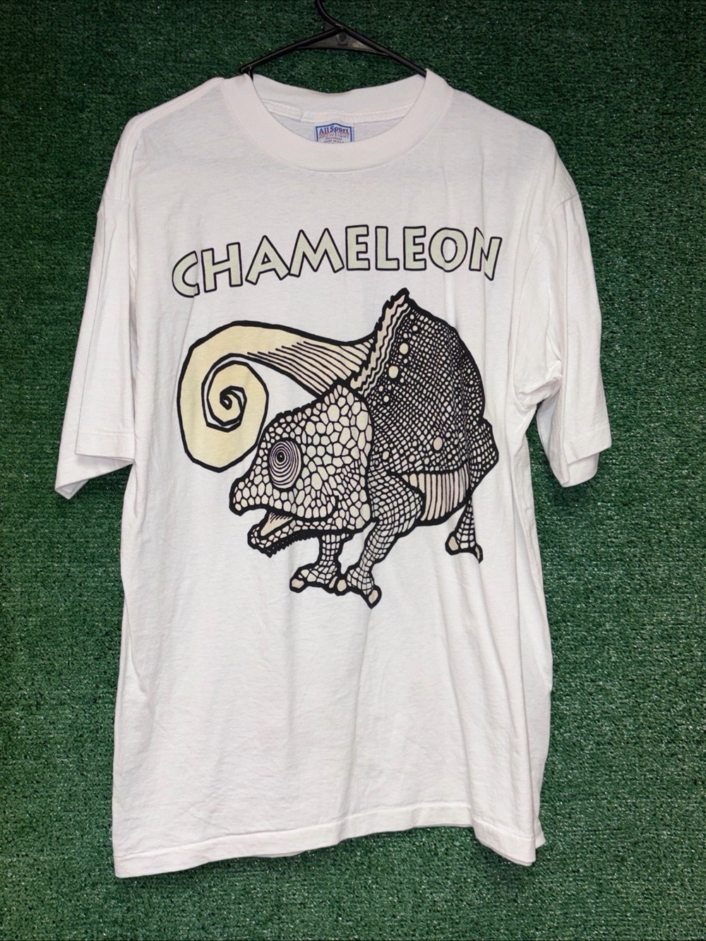Vintage 90s Chameleon Color Changing Shirt L. All Sport tag Lizards Reptiles
